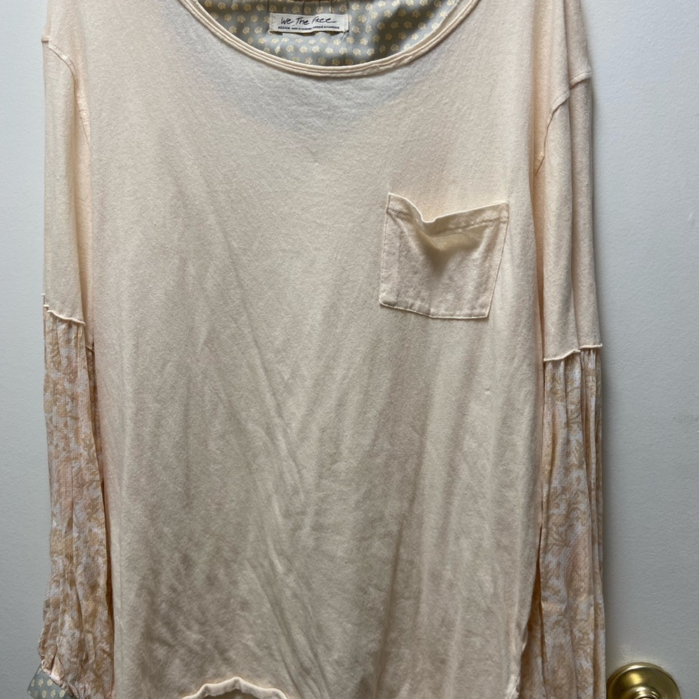 We The Free Soft Cream Lace-Sleeve Pocket Tee